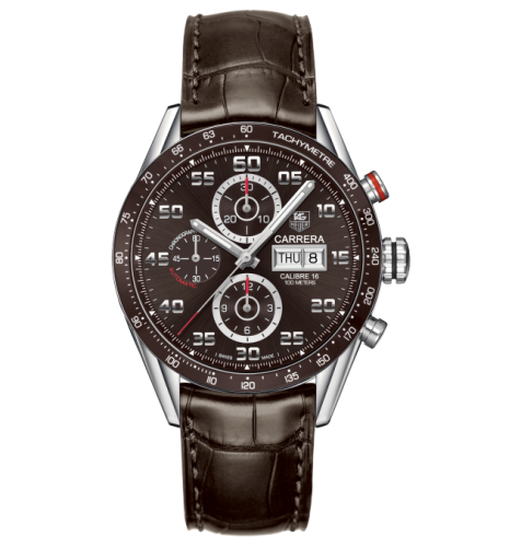 TAG Heuer Carrera Calibre 16 Day Date 43 Stainless Steel / Brown / Alligator